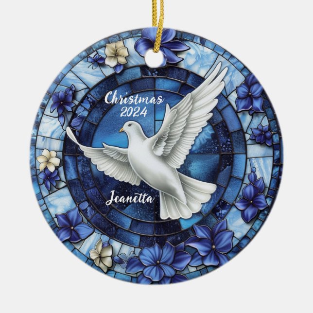 Christmas Dove Personalised Ornament (Front)