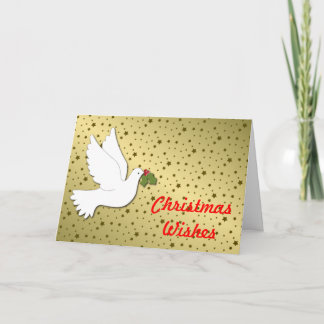 Christmas Dove with gold background Holiday Card