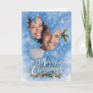 Christmas Dove with Holly Photo Frame Card