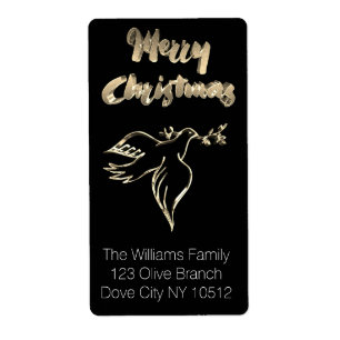 Christmas Dove with Olive Branch Black and Gold