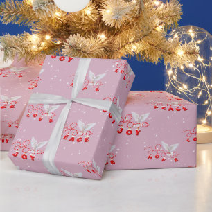 Christmas Doves with Inspiring Holiday Text Wrapping Paper