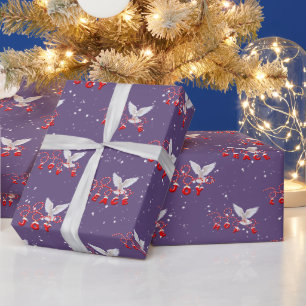 Christmas Doves with Inspiring Holiday Text Wrapping Paper