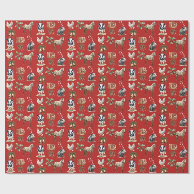 "Christmas down at the barn" Custom Colour Wrapping Paper (Flat)