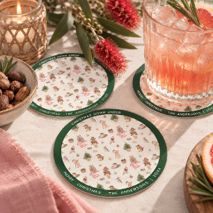 Christmas Down Under Personalised Paper Coasters