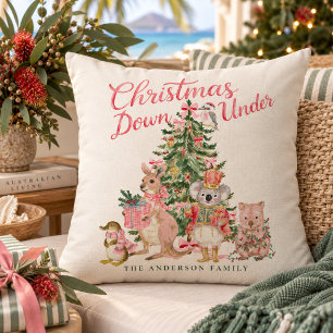 Christmas Down Under Personalized Family Pillow
