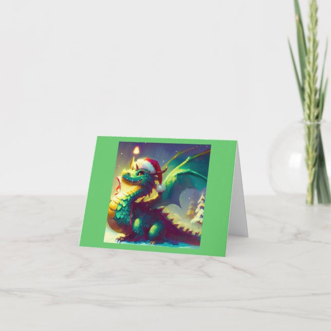 Christmas Dragon 3 Holiday Card (Front)