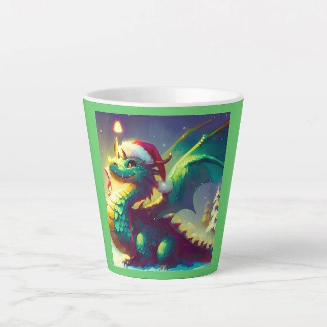 Christmas Dragon 3 Latte Mug (Front)
