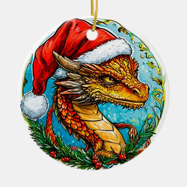 Christmas dragon ceramic tree decoration (Front)