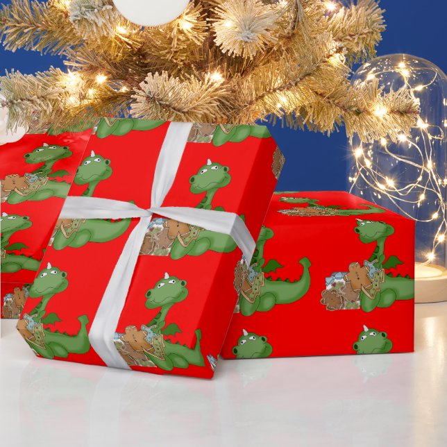 Christmas Dragon Holiday wrapping paper (Holidays)