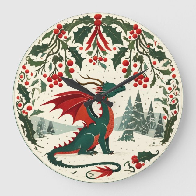 Christmas Dragon                                   Large Clock (Front)