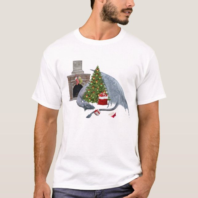 Christmas Dragon Mythical Holiday T-Shirt (Front)