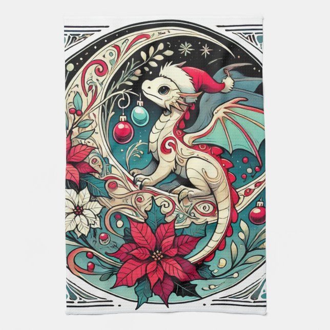 Christmas Dragon                                   Tea Towel (Vertical)