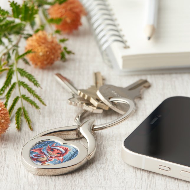 Christmas dragon, too cute to arrest,  key ring (Side)