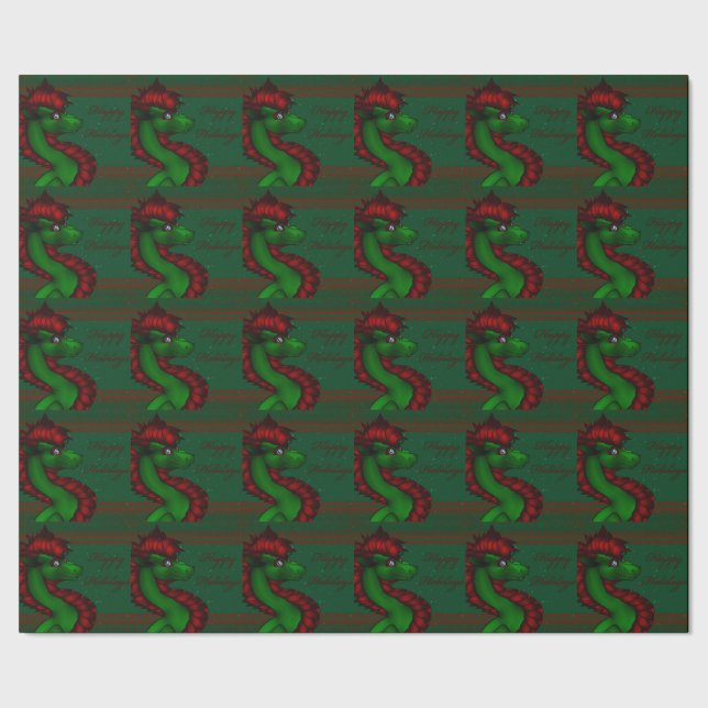 Christmas Dragon Wrapping Paper (Seam)