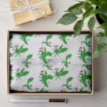 Christmas Dragons in Santa Hats Fun Holiday Tissue Paper<br><div class="desc">Three cool green Christmas Dragons flying around in red Santa hats. Their outstretched wings make them look like holiday holly. An awesome tissue paper for a dragon item collector.</div>