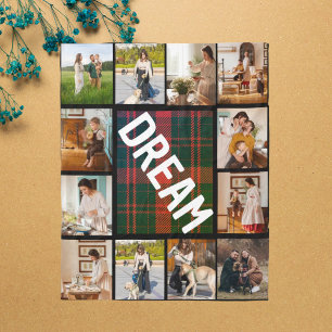 Christmas Dream Family 12 Photo College Fleece Blanket