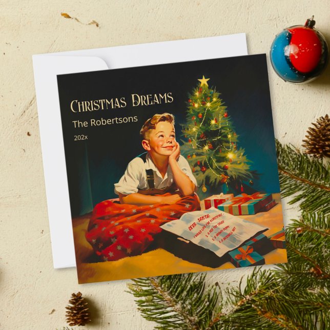 Christmas Dreams Nostalgic Holiday Card (Christmas Dreams Nostalgic Holiday Flat Card)