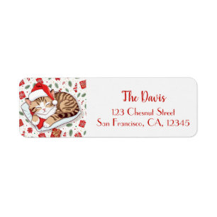 Christmas Dreams - Sleeping Kitten in Santa Hat