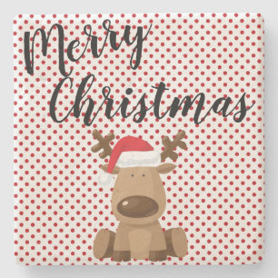 Christmas Drink Coasters Reindeer Polka Dot Polkad