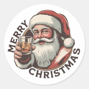 Christmas Drinking Bourbon Party Whiskey Lover  Classic Round Sticker