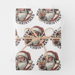 Christmas Drinking Bourbon Party Whiskey Lover Wrapping Paper Sheet