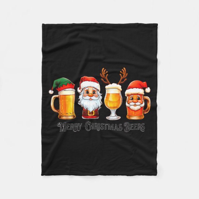 Christmas Drinking Merry Christmas Santa Beer  Fleece Blanket (Front)