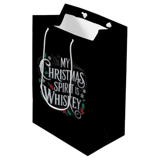Christmas Drinking Whiskey Lovers Drinker Saying  Medium Gift Bag (Front Angled)