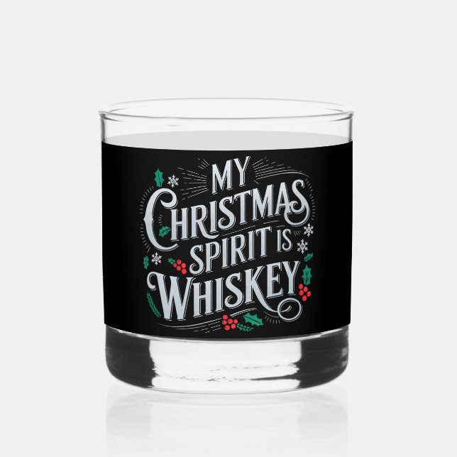 Christmas Drinking Whiskey Lovers Drinker Saying  Whiskey Glass (Back)