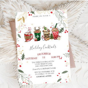 Christmas Drinks Cocktail Holly Company Christmas Invitation