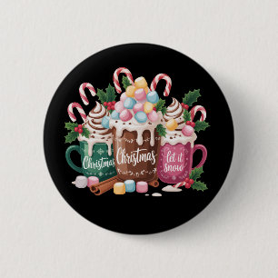 Christmas Drinks Pink Coquette Gingerbread Coffee  6 Cm Round Badge