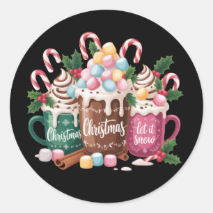 Christmas Drinks Pink Coquette Gingerbread Coffee  Classic Round Sticker
