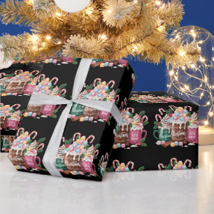 Christmas Drinks Pink Coquette Gingerbread Coffee  Wrapping Paper
