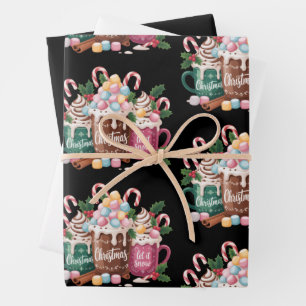 Christmas Drinks Pink Coquette Gingerbread Coffee  Wrapping Paper Sheet
