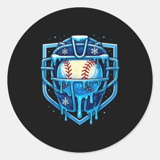 Christmas Drip Baseball Catcher Mask Ice Cream Dri Classic Round Sticker (Front)