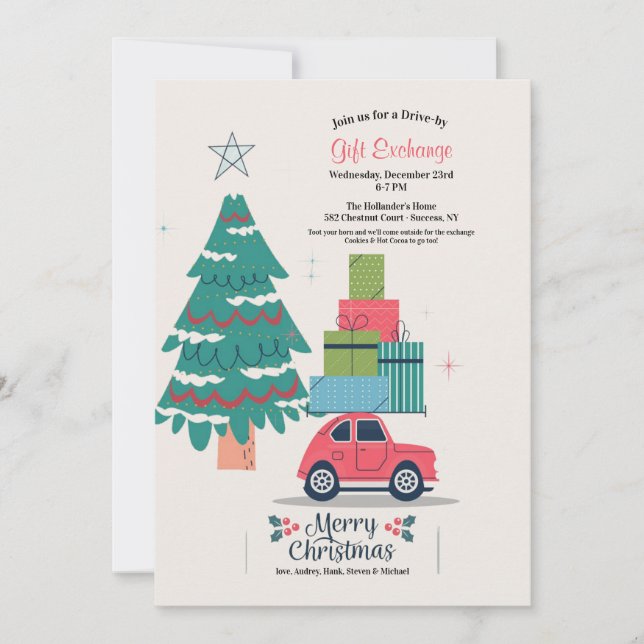 Christmas Drive By Gift Exchange Invitation (Front)