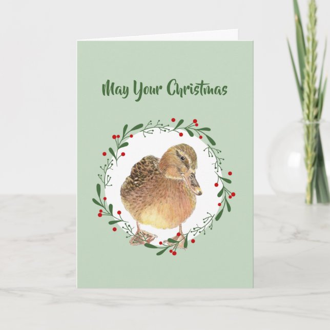 Christmas Drive You Quackers, Funny Duck Humour Ho Holiday Card (Front)