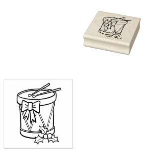 Christmas Drum Rubber Stamp