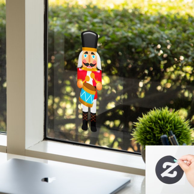 Christmas Drummer Boy Nutcracker Window Cling (Office)