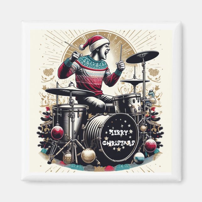 Christmas Drummer Fridge Magnet (Front)