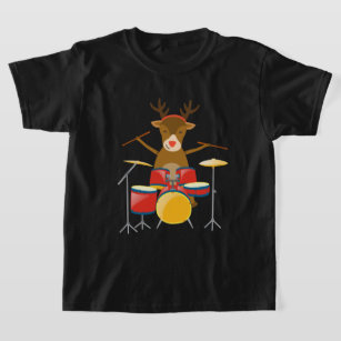 Christmas Drummer Reindeer Drum Set Holidays T-Shirt