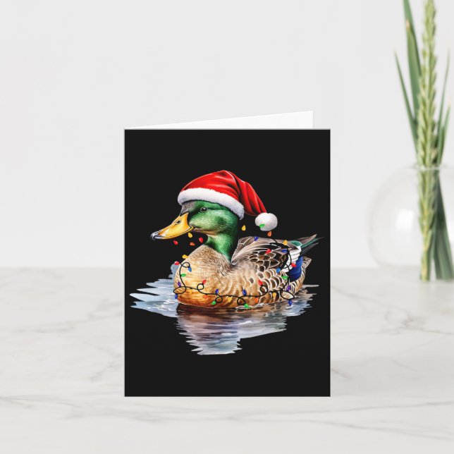 Christmas Duck Hunting Santa Xmas Light Country Ma Card (Front)