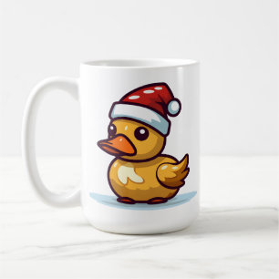 Christmas Duck in Santa hat Coffee Mug