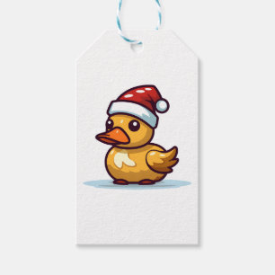 Christmas Duck in Santa hat Gift Tags