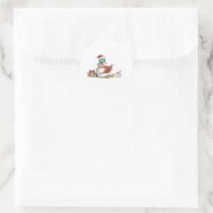 Christmas Duck Reading Book for Cozy Holiday Reade Classic Round Sticker