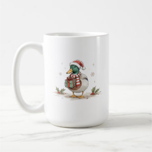 Christmas Duck with Santa Hat for Holiday Bird Lov Coffee Mug