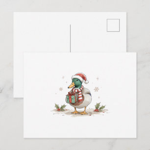 Christmas Duck with Santa Hat for Holiday Bird Lov Postcard