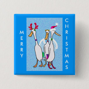 Christmas ducks 15 cm square badge