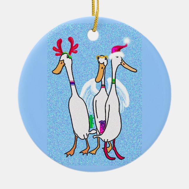Christmas ducks ceramic tree decoration (Front)