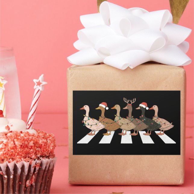 Christmas Ducks Funny Animals Xmas Farm Lover Gift Rectangular Sticker (Party)