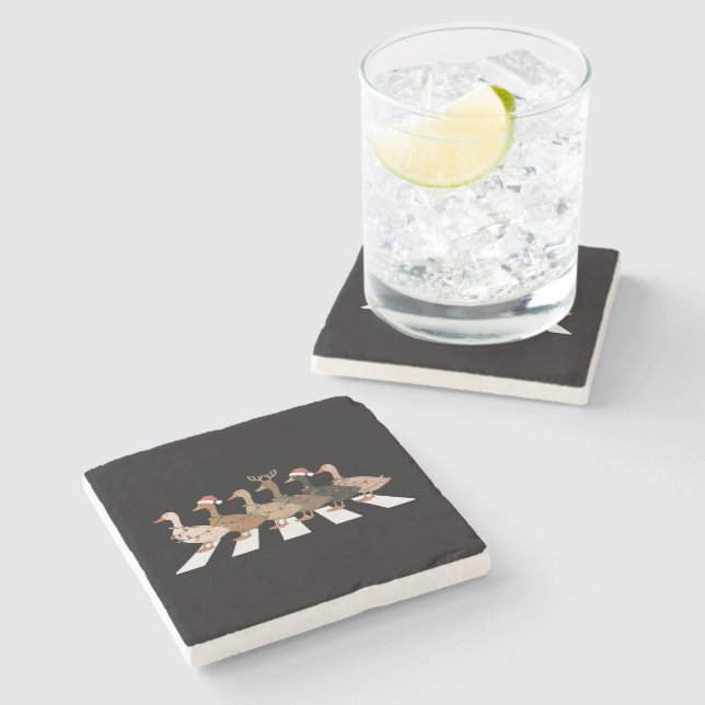 Christmas Ducks Funny Animals Xmas Farm Lover Gift Stone Coaster (Side)